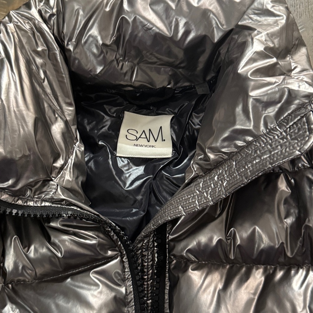 SAM. Silver Puffer Jacket - Picture 2 of 8